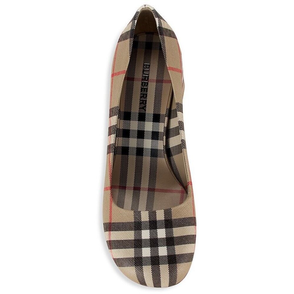 Burberry Joy Vintage Check Block Heel Round Toe Pumps Beige Size 38 $750 - Picture 4 of 16